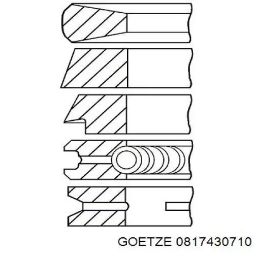 0817430710 Goetze кольца поршневые на 1 цилиндр, 2-й ремонт (+0,50)