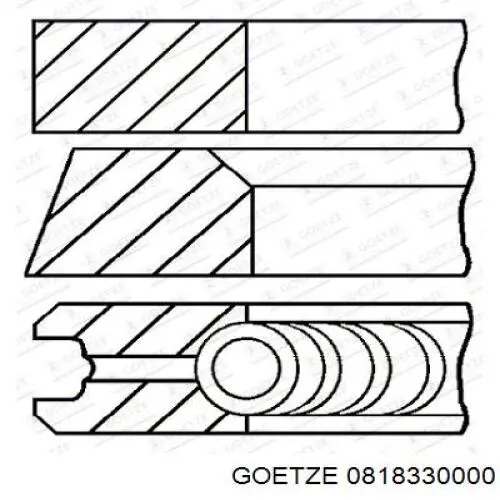 Комплект поршневых колец на 1 цилиндр, стандарт 0818330000 Goetze