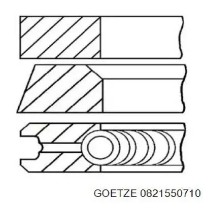 08-215507-10 Goetze кольца поршневые на 1 цилиндр, 2-й ремонт (+0,50)