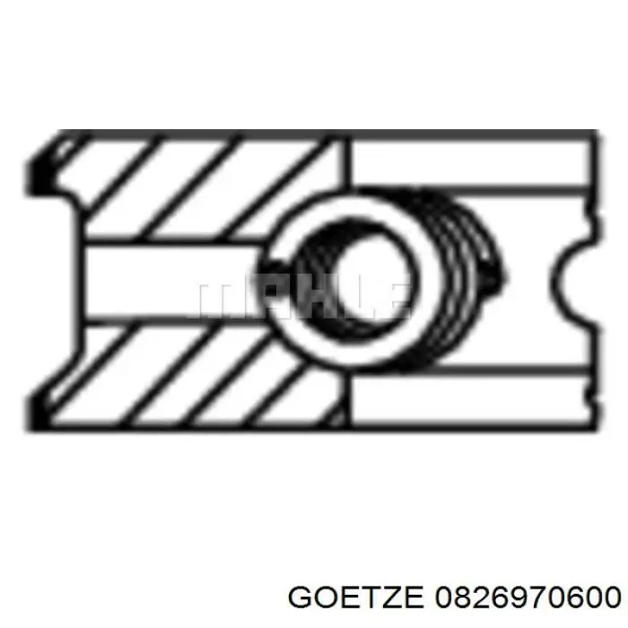 0826970600 Goetze Комплект поршневых колец на 1 цилиндр, 2-й ремонт (+0,50)