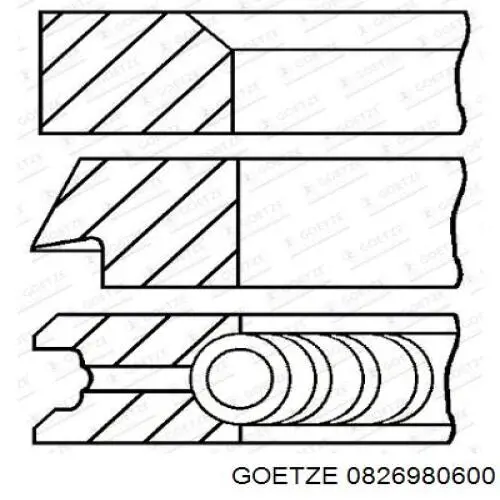 08-269806-00 Goetze кольца поршневые на 1 цилиндр, 2-й ремонт (+0,50)
