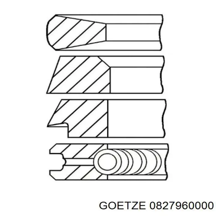 0827960000 Goetze Поршневые кольца на 1 цилиндр, STD