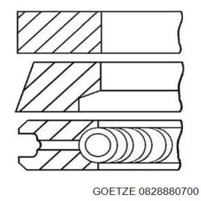 08-288807-00 Goetze кольца поршневые на 1 цилиндр, 2-й ремонт (+0,50)