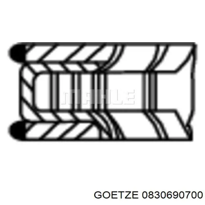 Комплект поршневых колец на 1 цилиндр, 2-й ремонт (+0,50) 0830690700 Goetze