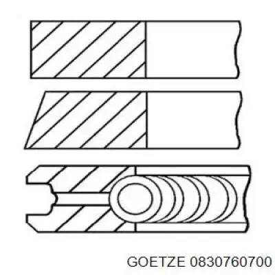 08-307607-00 Goetze кольца поршневые на 1 цилиндр, 2-й ремонт (+0,50)