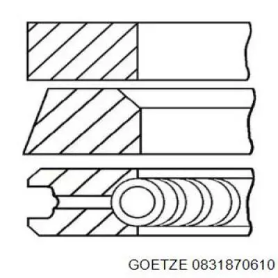 08-318706-10 Goetze кольца поршневые на 1 цилиндр, 2-й ремонт (+0,50)
