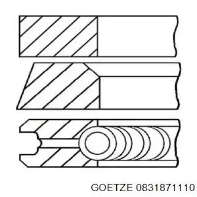 08-318711-10 Goetze кольца поршневые на 1 цилиндр, 4-й ремонт (+1,00)
