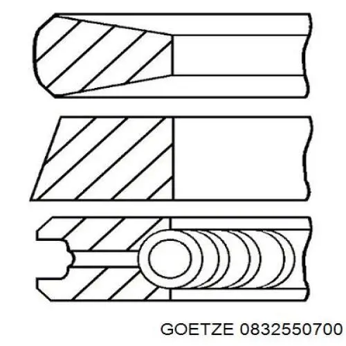 08-325507-00 Goetze кольца поршневые на 1 цилиндр, 2-й ремонт (+0,50)