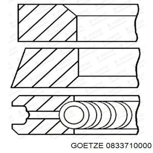 Комплект поршневых колец на 1 цилиндр, стандарт 0833710000 Goetze