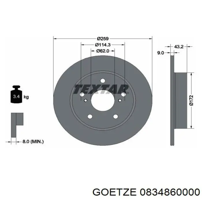  Goetze 0834860000 цена, от 17.30 USD