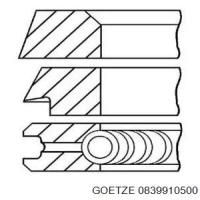 Кольца поршневые комплект на мотор, 1-й ремонт (+0,25) Goetze 0839910500