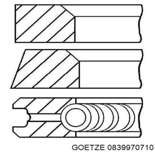 Кольца поршневые комплект на мотор, 2-й ремонт (+0,50) Goetze 0839970710