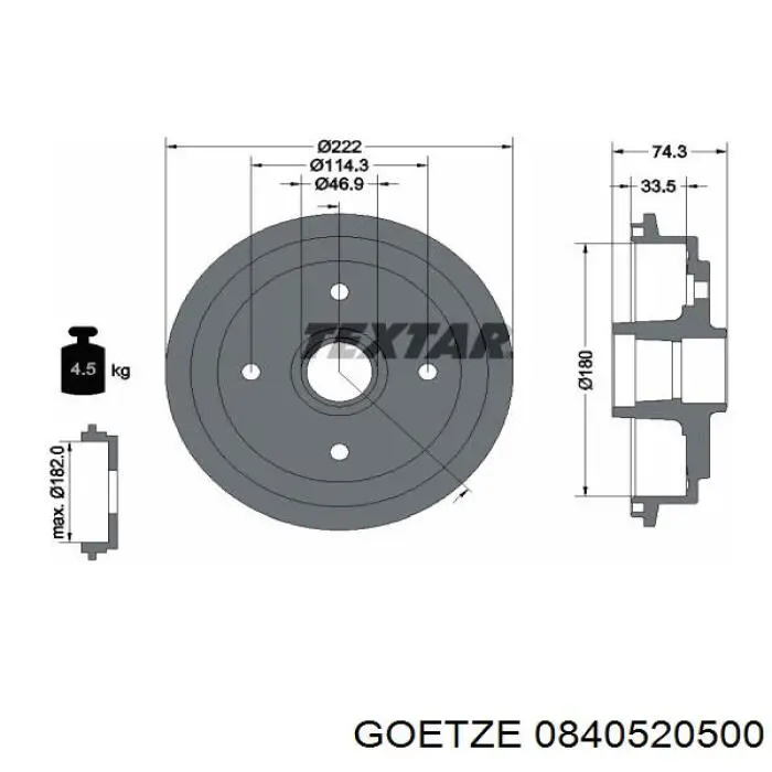 0840520500 Goetze кольца поршневые на 1 цилиндр, 1-й ремонт (+0,25)