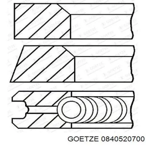 08-405207-00 Goetze кольца поршневые на 1 цилиндр, 2-й ремонт (+0,50)