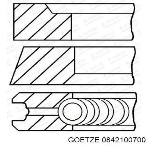 08-421007-00 Goetze кольца поршневые на 1 цилиндр, 2-й ремонт (+0,50)