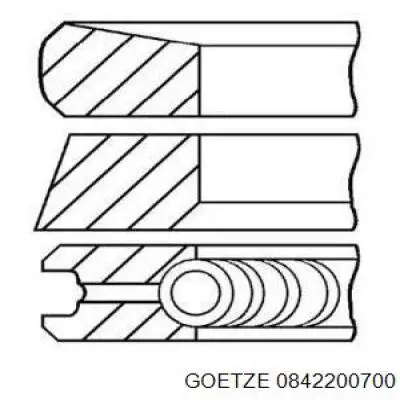 08-422007-00 Goetze кольца поршневые на 1 цилиндр, 2-й ремонт (+0,50)