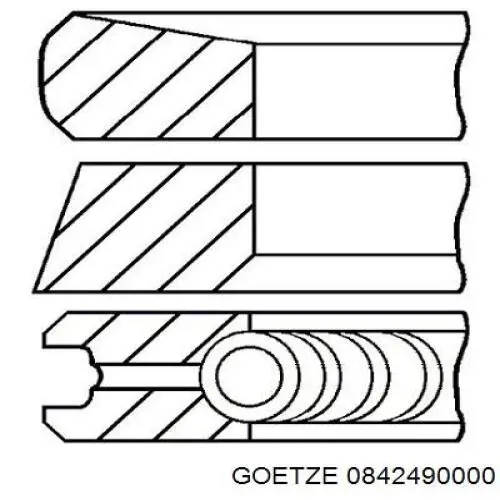 Кільця поршневі на 1 циліндр, STD. 0842490000 Goetze