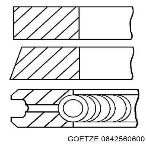 08-425606-00 Goetze кольца поршневые на 1 цилиндр, 2-й ремонт (+0,50)
