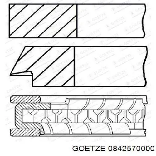 Купить 0842570000 Goetze Комплект поршневых колец на 1 цилиндр, стандарт