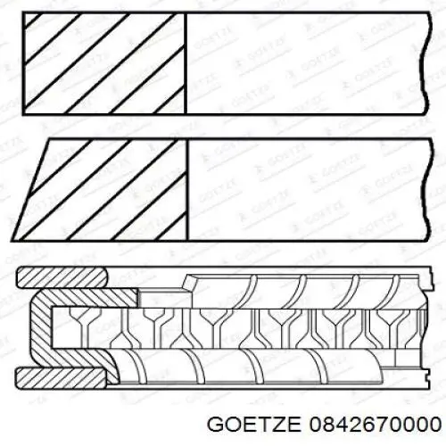 Кільця поршневі на 1 циліндр, STD. 0842670000 Goetze