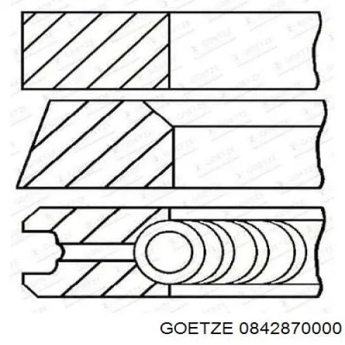 Комплект поршневых колец на 1 цилиндр, стандарт 0842870000 Goetze