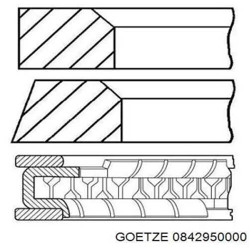 Купить 0842950000 Goetze Комплект поршневых колец на 1 цилиндр, стандарт
