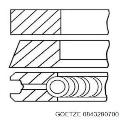 08-432907-00 Goetze кольца поршневые на 1 цилиндр, 2-й ремонт (+0,50)