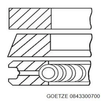08-433007-00 Goetze кольца поршневые на 1 цилиндр, 2-й ремонт (+0,50)