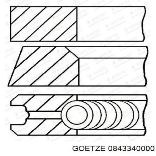 Juego de aros de pistón para 1 cilindro, STD 0843340000 Goetze