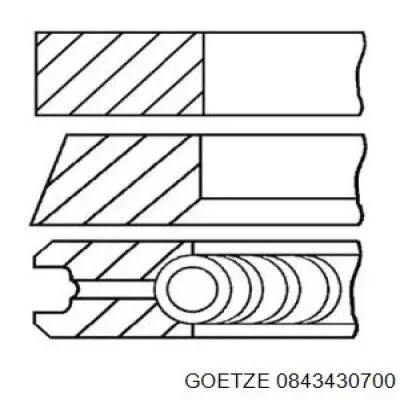 Кольца поршневые на 1 цилиндр, 2-й ремонт (+0,50) GOETZE 0843430700
