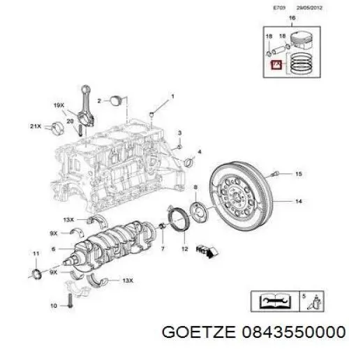 93186225 Peugeot/Citroen anéis do pistão para 1 cilindro, std.