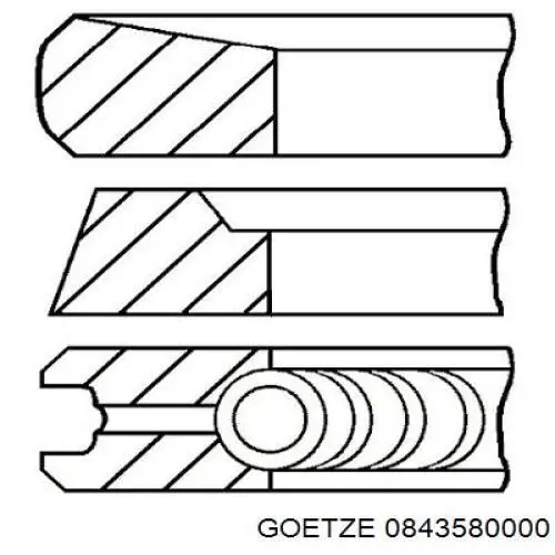 0843580000 Goetze Поршневые кольца на 1 цилиндр, STD
