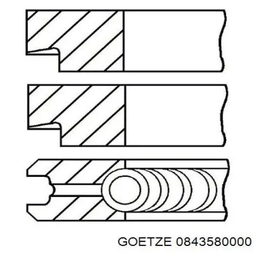 Купить 0843580000 Goetze Комплект поршневых колец на 1 цилиндр, стандарт