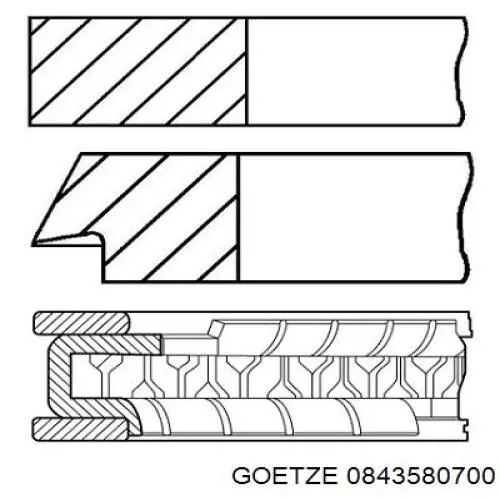 800058510050 Kolbenschmidt Комплект поршневых колец на 1 цилиндр, 2-й ремонт (+0,50)