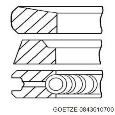 Кольца поршневые на 1 цилиндр, 2-й ремонт (+0,50) GOETZE 0843610700