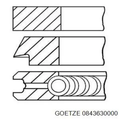 Juego de aros de pistón para 1 cilindro, STD 0843630000 Goetze