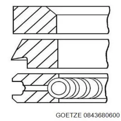 08-436806-00 Goetze кольца поршневые на 1 цилиндр, 2-й ремонт (+0,50)