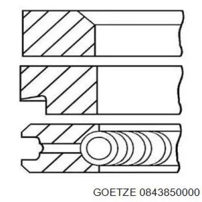 Комплект поршневых колец на 1 цилиндр, стандарт 0843850000 Goetze