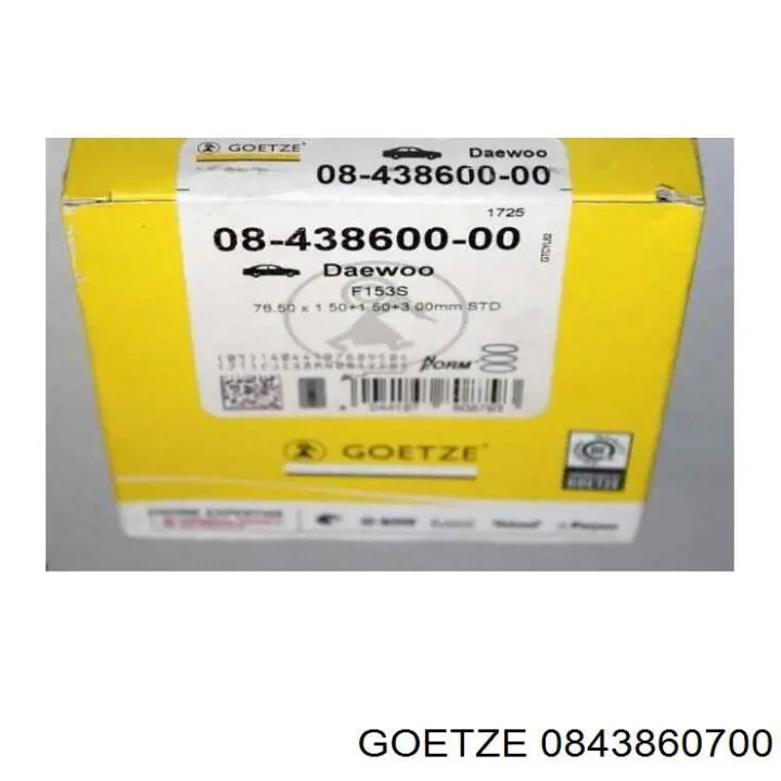 08-438607-00 Goetze кольца поршневые на 1 цилиндр, 2-й ремонт (+0,50)
