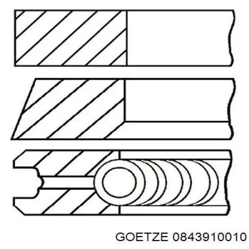 Комплект поршневых колец на 1 цилиндр, стандарт 0843910010 Goetze