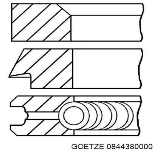 Комплект поршневых колец на 1 цилиндр, стандарт 0844380000 Goetze