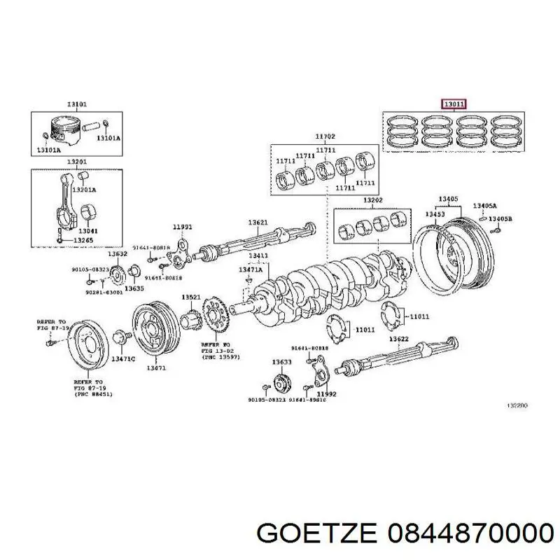 08-448700-00 Goetze кольца поршневые комплект на мотор, std.