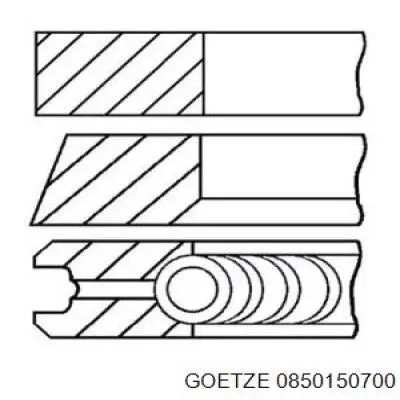 08-501507-00 Goetze кольца поршневые на 1 цилиндр, 2-й ремонт (+0,50)