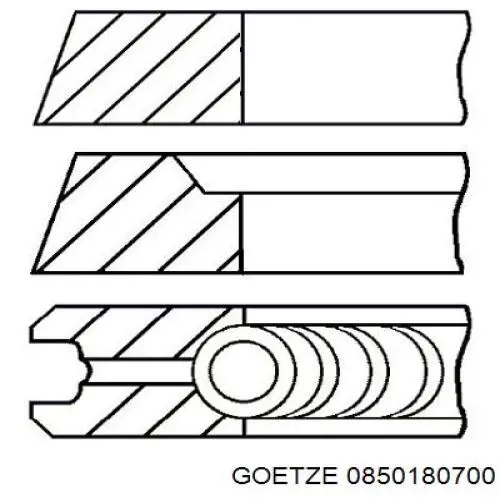 08-501807-00 Goetze кольца поршневые на 1 цилиндр, 2-й ремонт (+0,50)