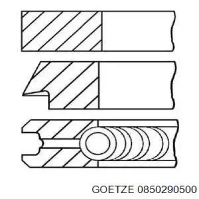 08-502905-00 Goetze кольца поршневые на 1 цилиндр, 1-й ремонт (+0,25)