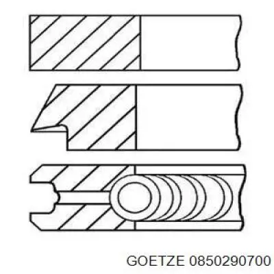 0850290700 Goetze Комплект поршневых колец на 1 цилиндр, 2-й ремонт (+0,50)
