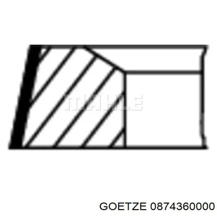 Комплект поршневых колец на 1 цилиндр, стандарт 0874360000 Goetze