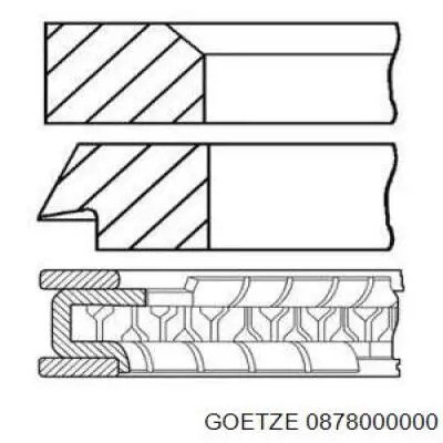 Aros de pistón para 1 cilindro, STD 0878000000 Goetze