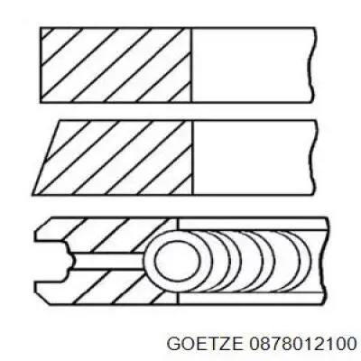 0878012100 Goetze Комплект поршневых колец на 1 цилиндр, 2-й ремонт (+0,65)