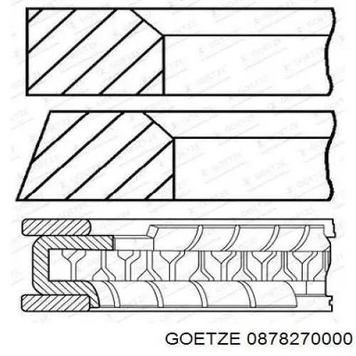 Комплект поршневых колец на 1 цилиндр, стандарт 0878270000 Goetze